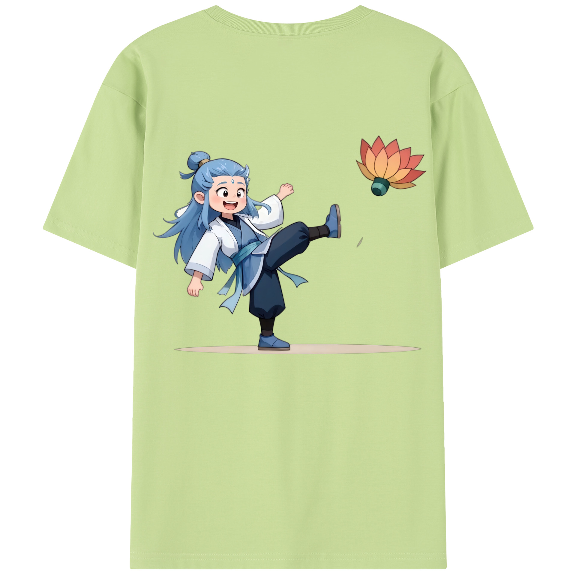 （画像用） Ne Zha 2 ナタ 魔童の大暴れ 綿100％半袖Tシャツ（背面プリント）